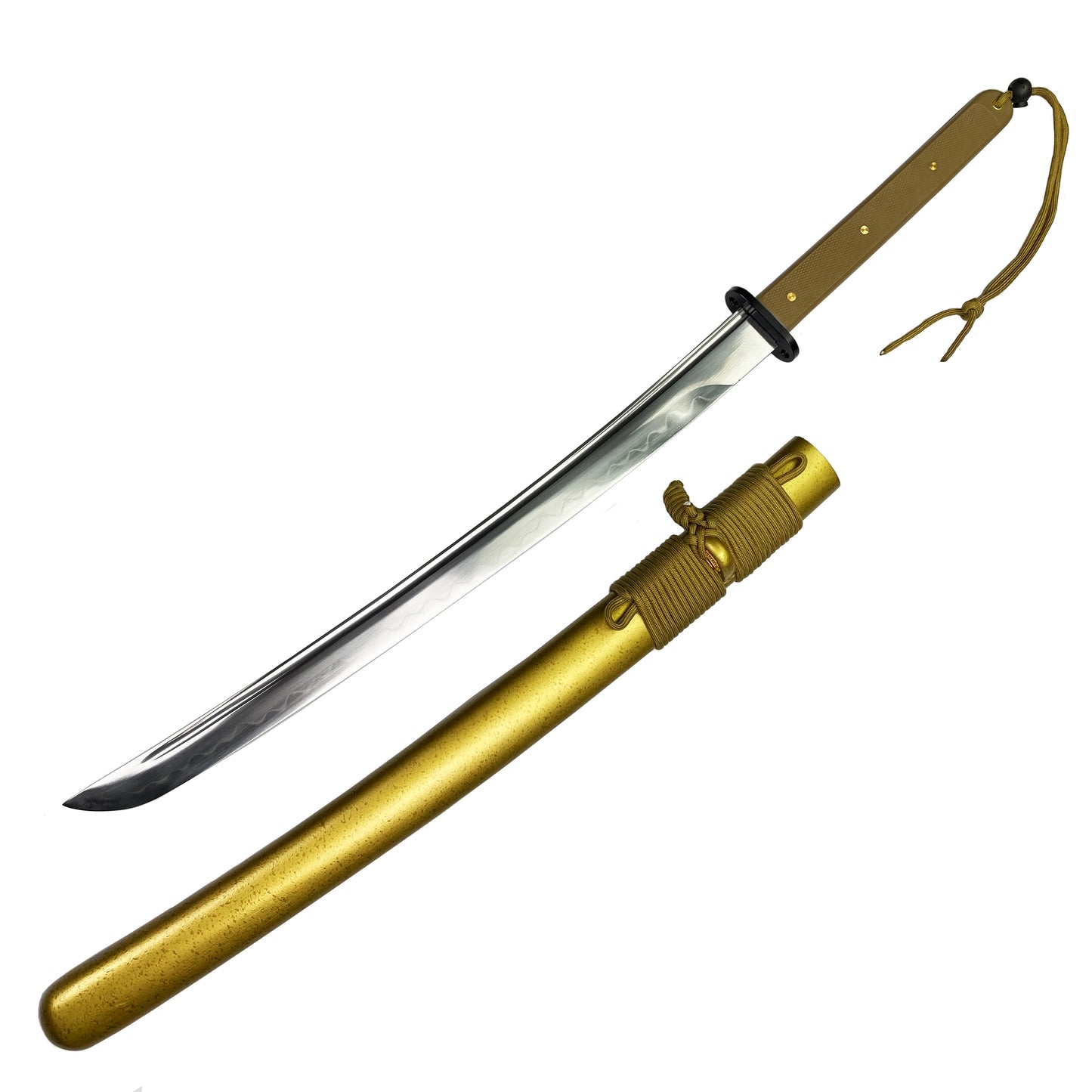 31" Full Tang Tactical Wakizashi Sword Gold Sheath